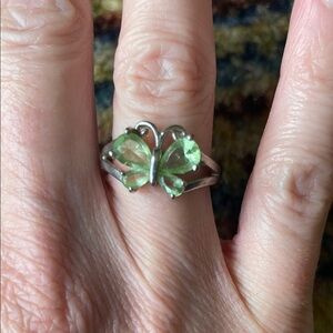 Green Peridot Butterfly Ring